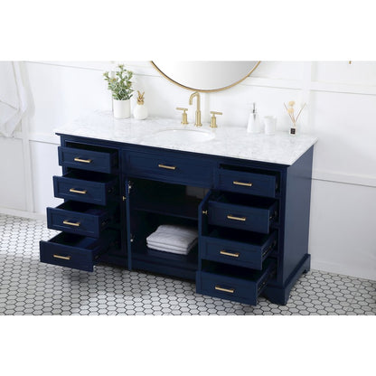 60 inch Single bathroom vanity in blue