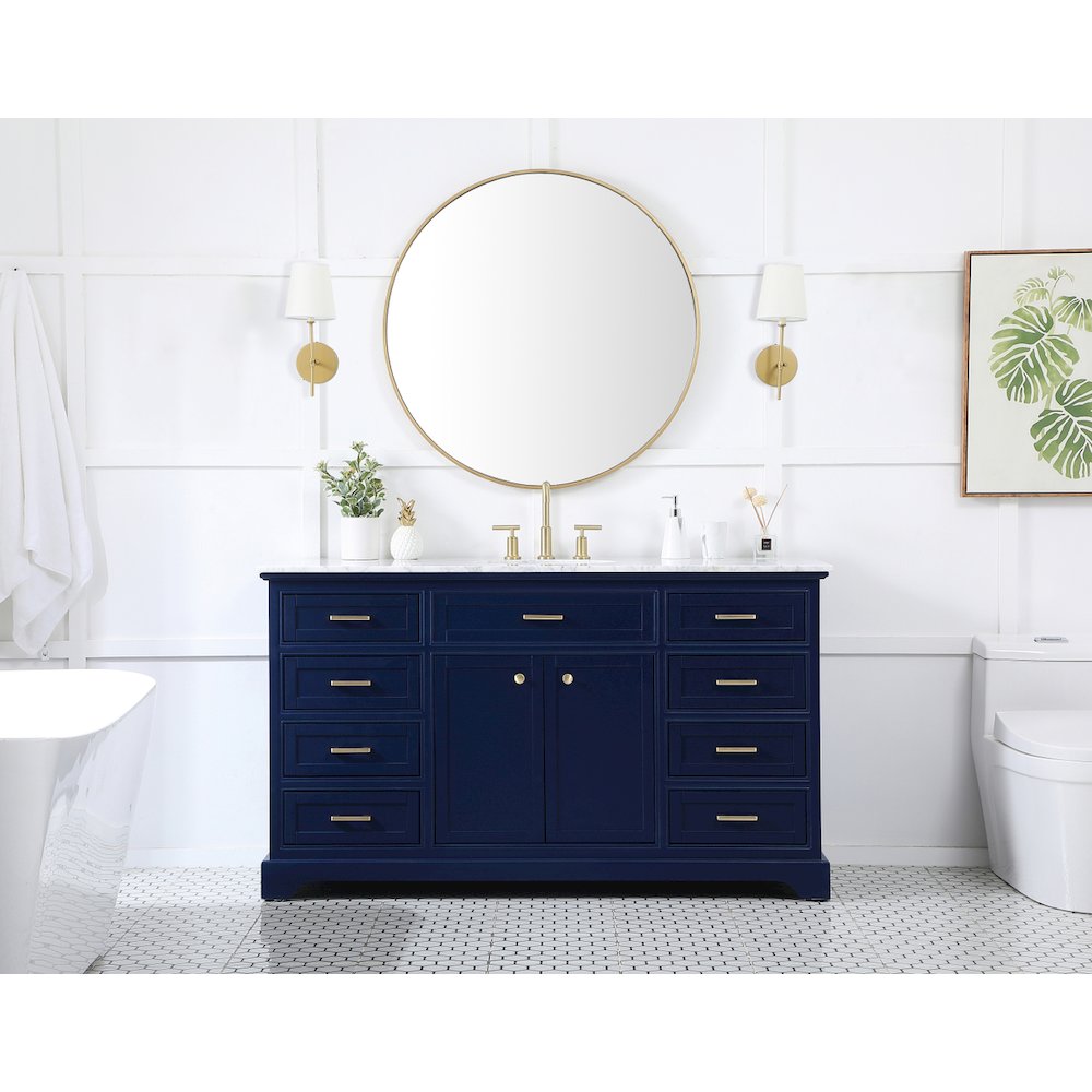 60 inch Single bathroom vanity in blue