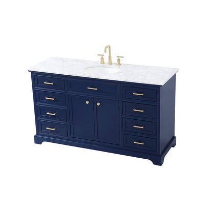 60 inch Single bathroom vanity in blue
