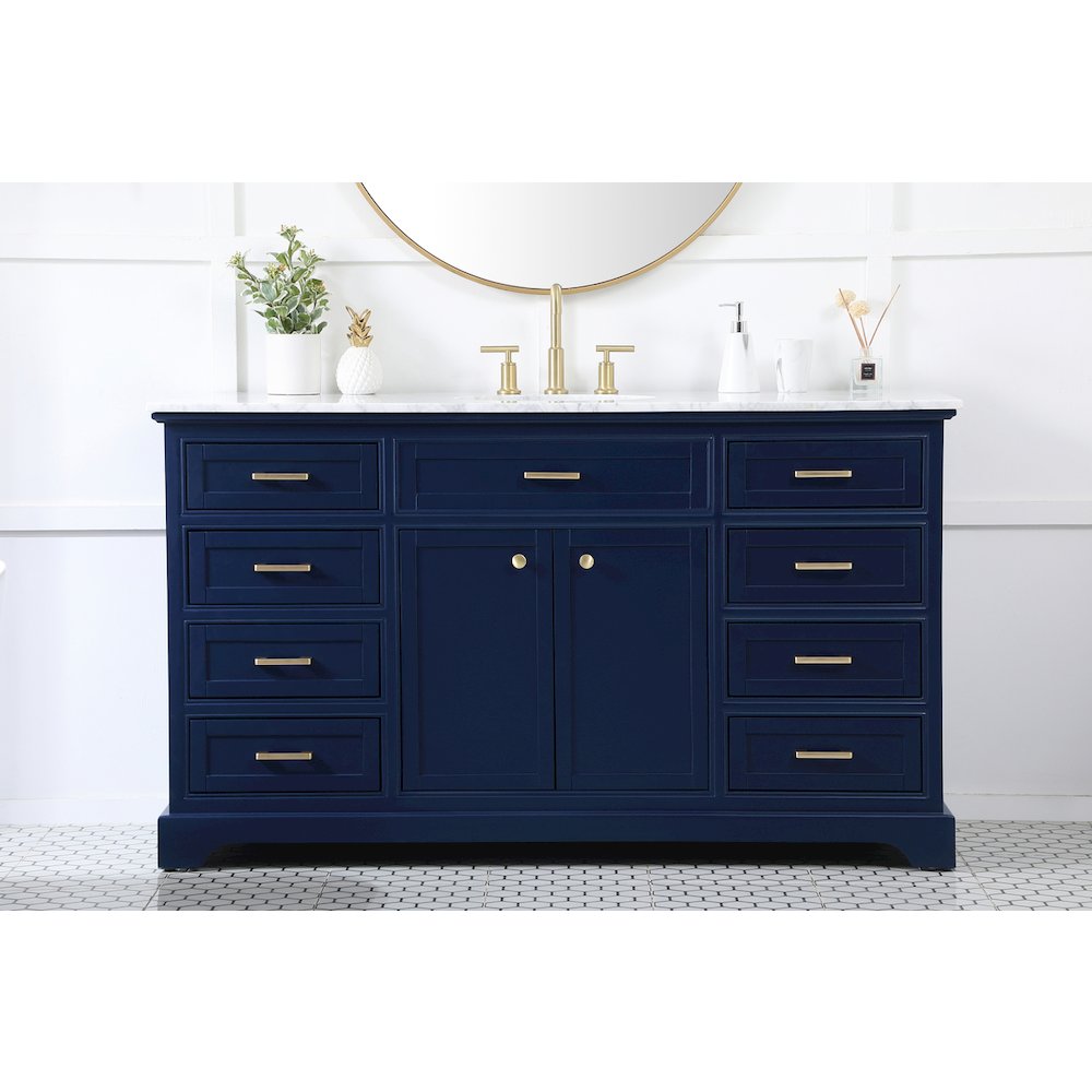 60 inch Single bathroom vanity in blue