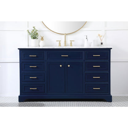 60 inch Single bathroom vanity in blue