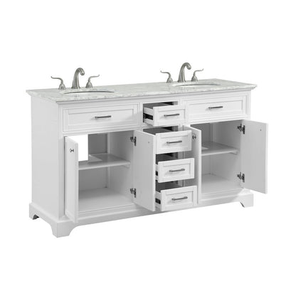 60 In. Double Bathroom Vanity Set In White