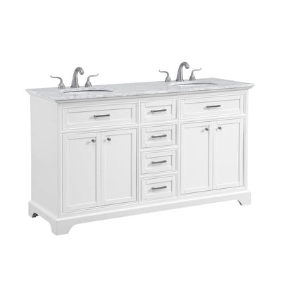 60 In. Double Bathroom Vanity Set In White