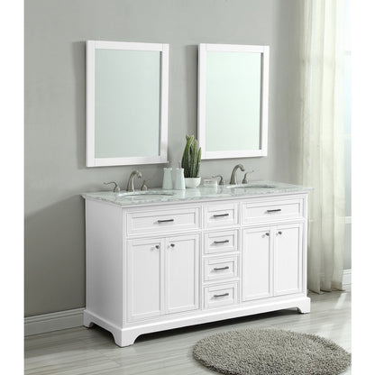 60 In. Double Bathroom Vanity Set In White