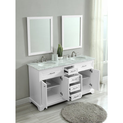 60 In. Double Bathroom Vanity Set In White