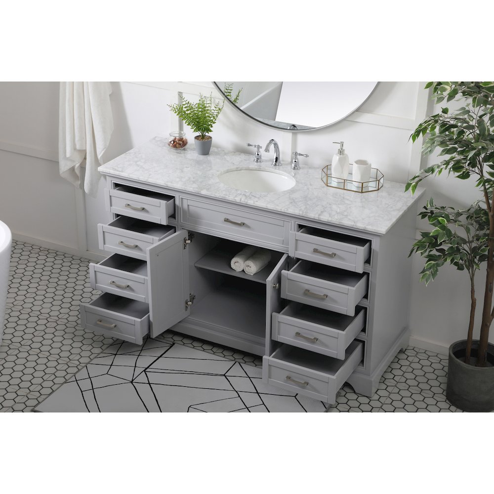 60 inch Single bathroom vanity in grey