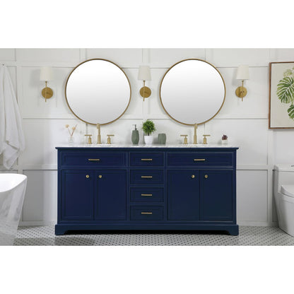 72 inch double bathroom vanity in blue