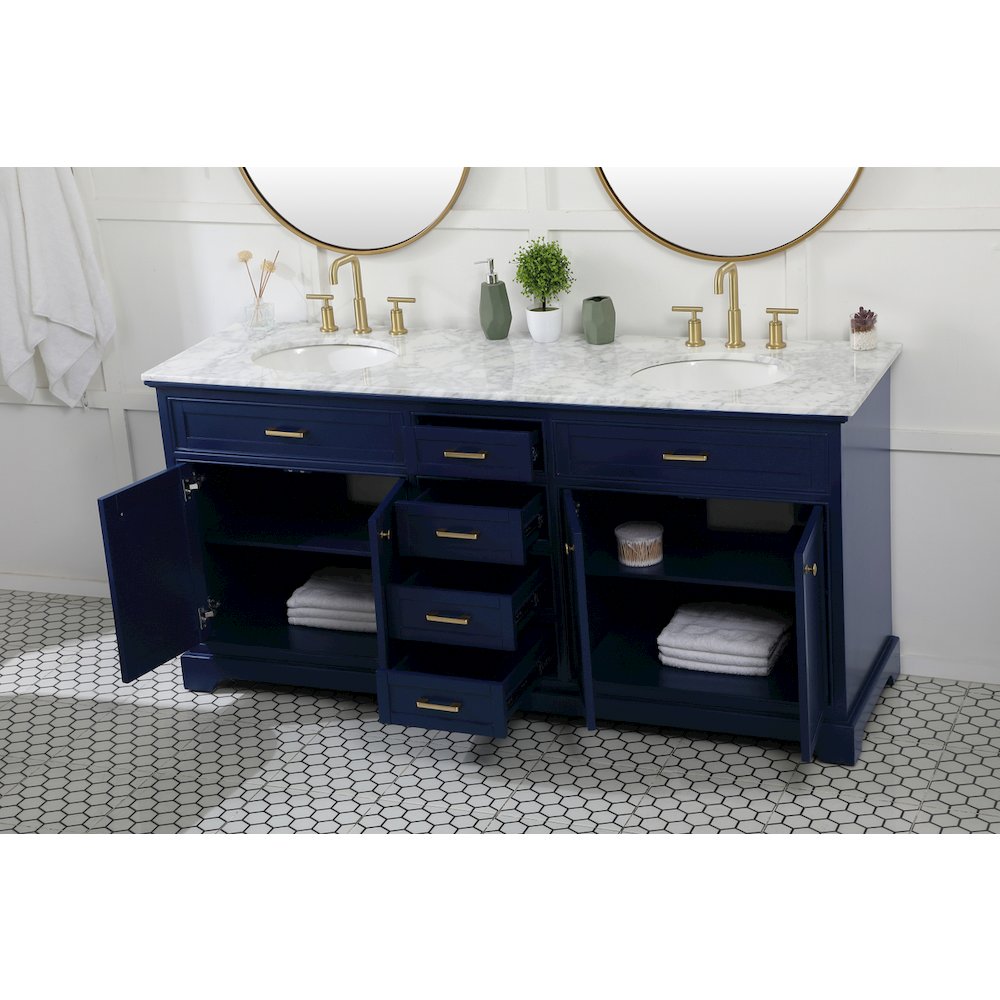 72 inch double bathroom vanity in blue