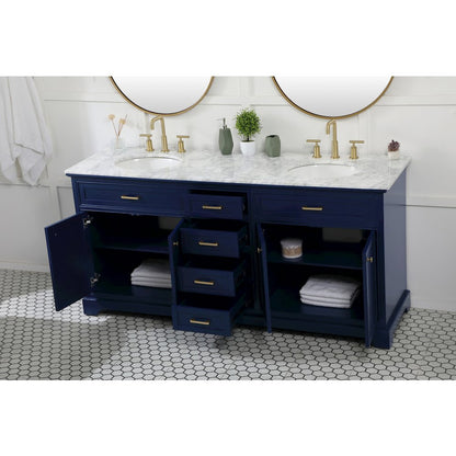 72 inch double bathroom vanity in blue