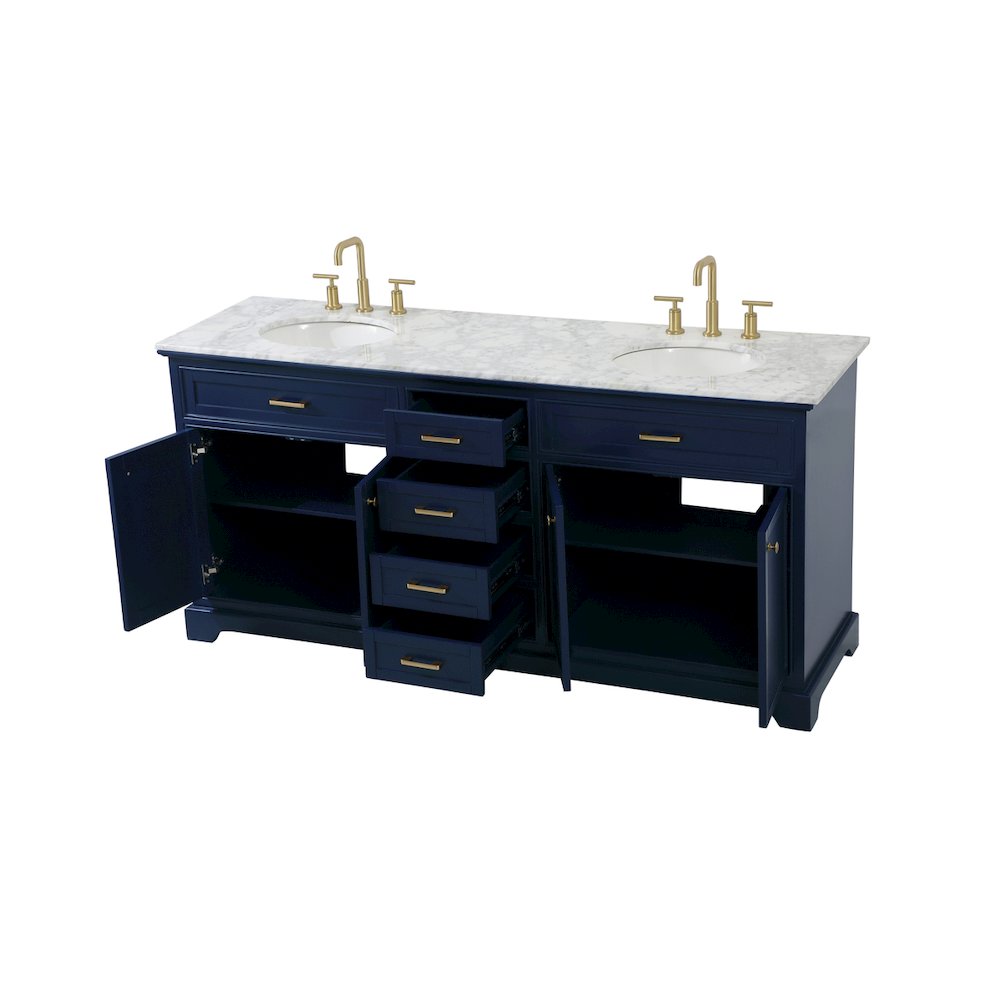 72 inch double bathroom vanity in blue