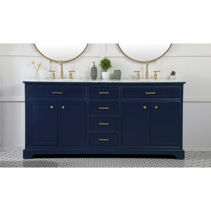 72 inch double bathroom vanity in blue