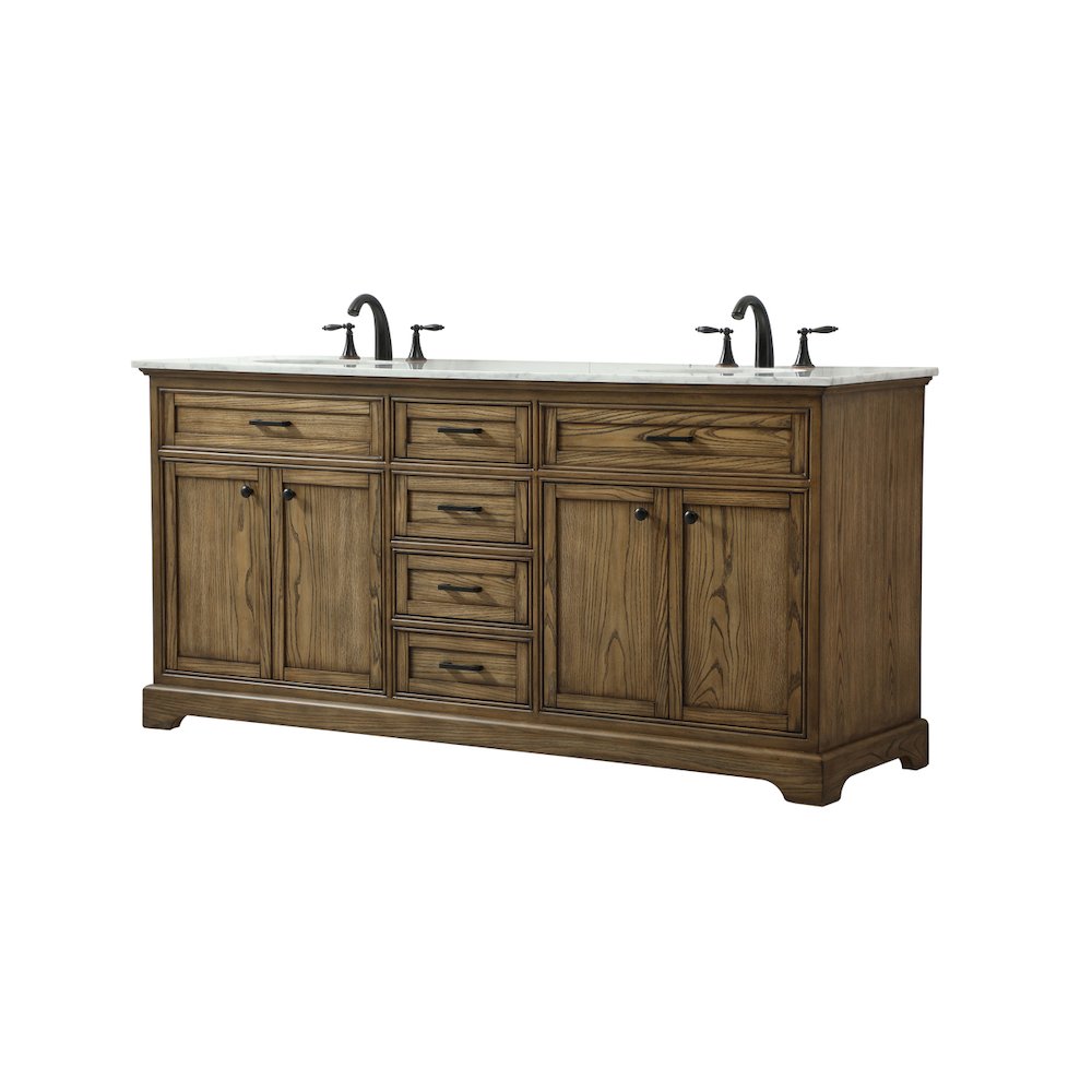 72 inch double bathroom vanity in driftwood