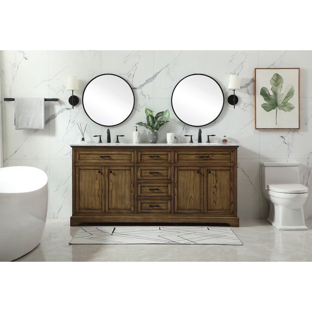 72 inch double bathroom vanity in driftwood