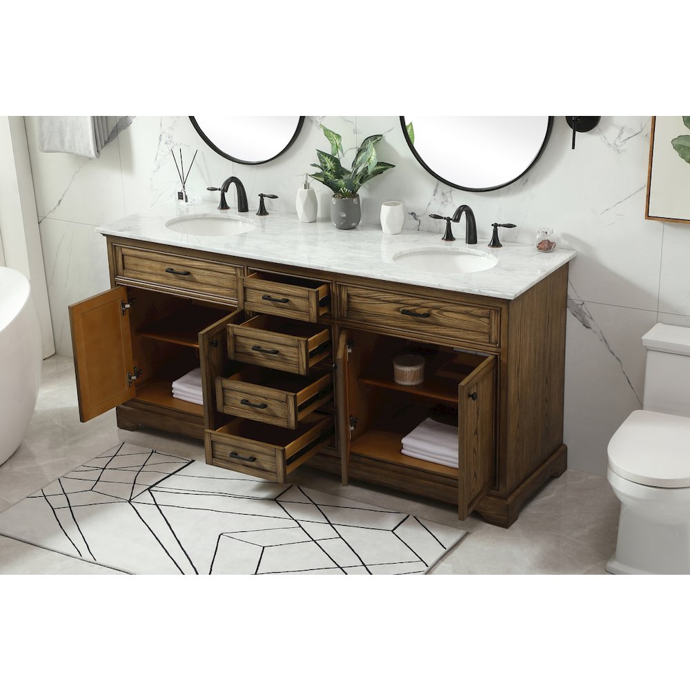 72 inch double bathroom vanity in driftwood