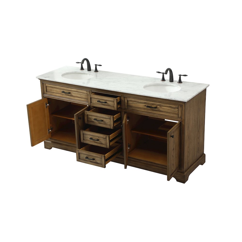 72 inch double bathroom vanity in driftwood