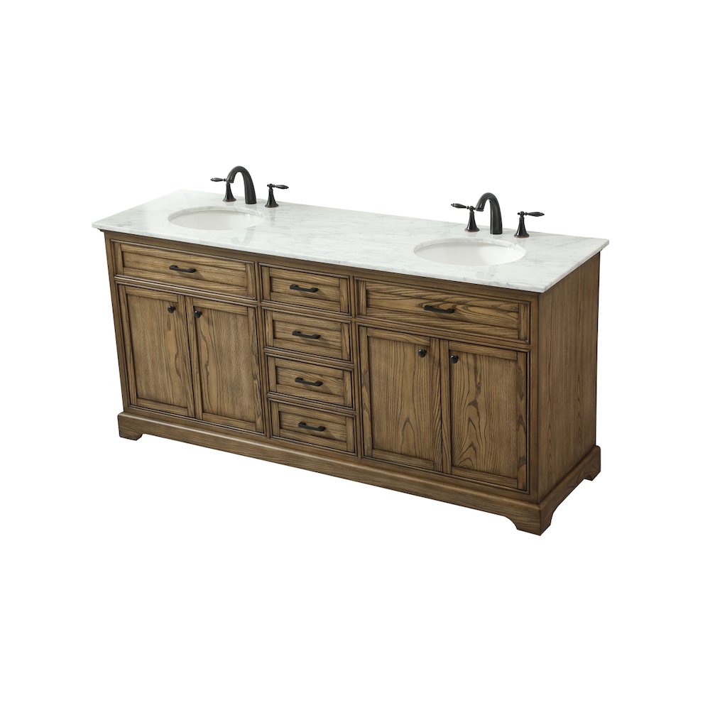 72 inch double bathroom vanity in driftwood