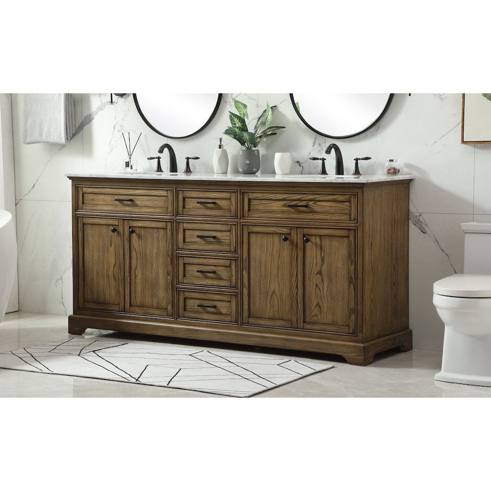 72 inch double bathroom vanity in driftwood