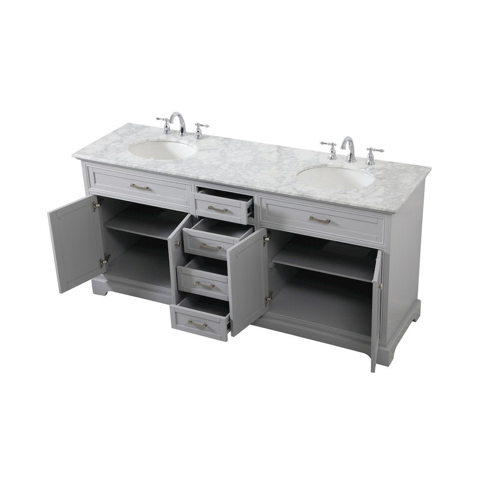 72 inch double bathroom vanity in grey