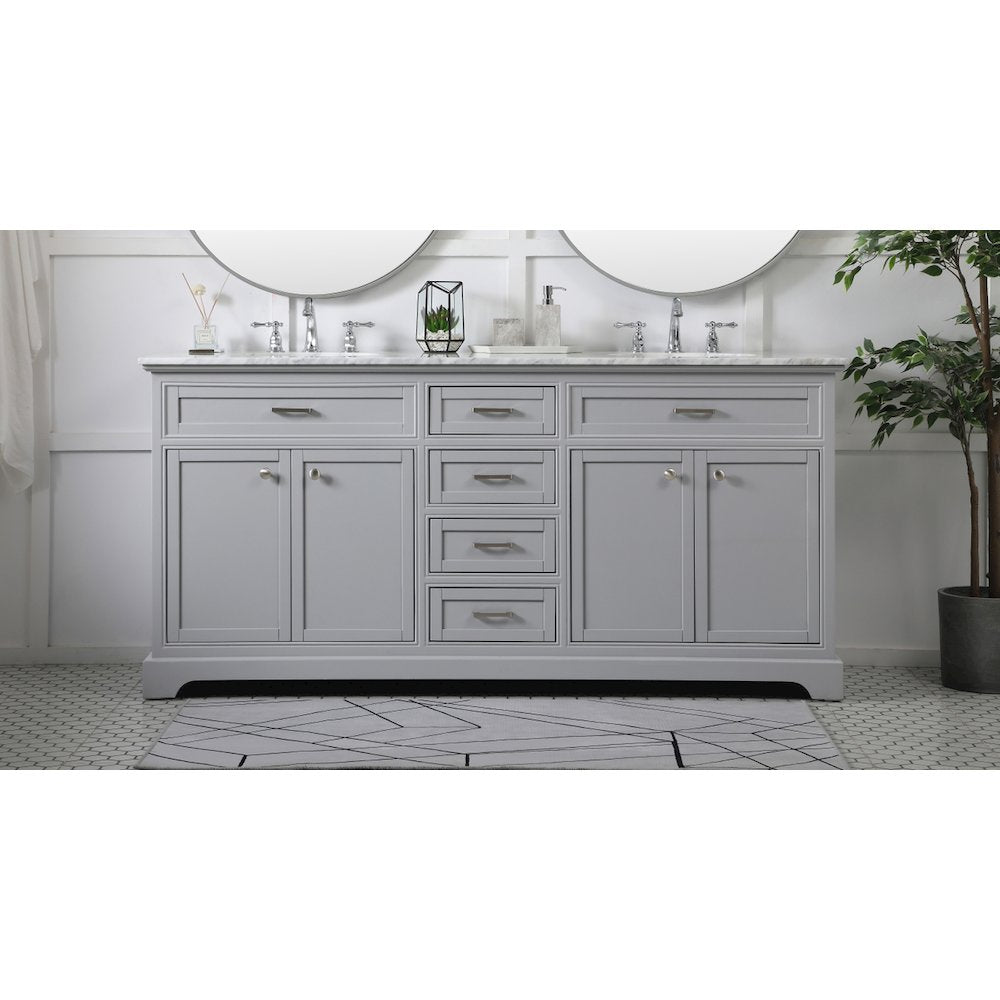72 inch double bathroom vanity in grey
