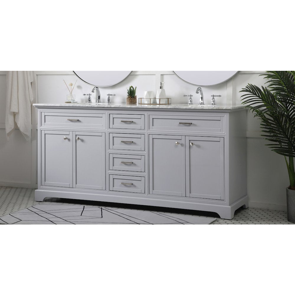 72 inch double bathroom vanity in grey