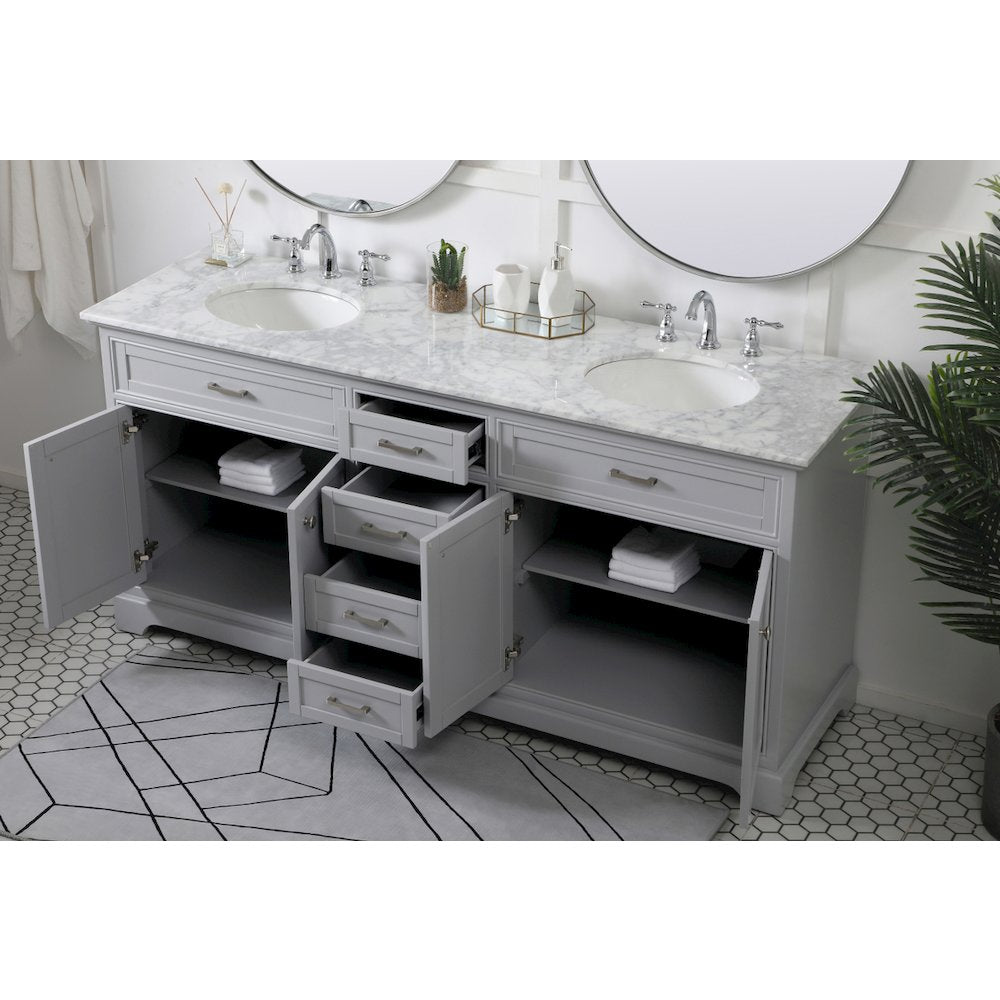 72 inch double bathroom vanity in grey