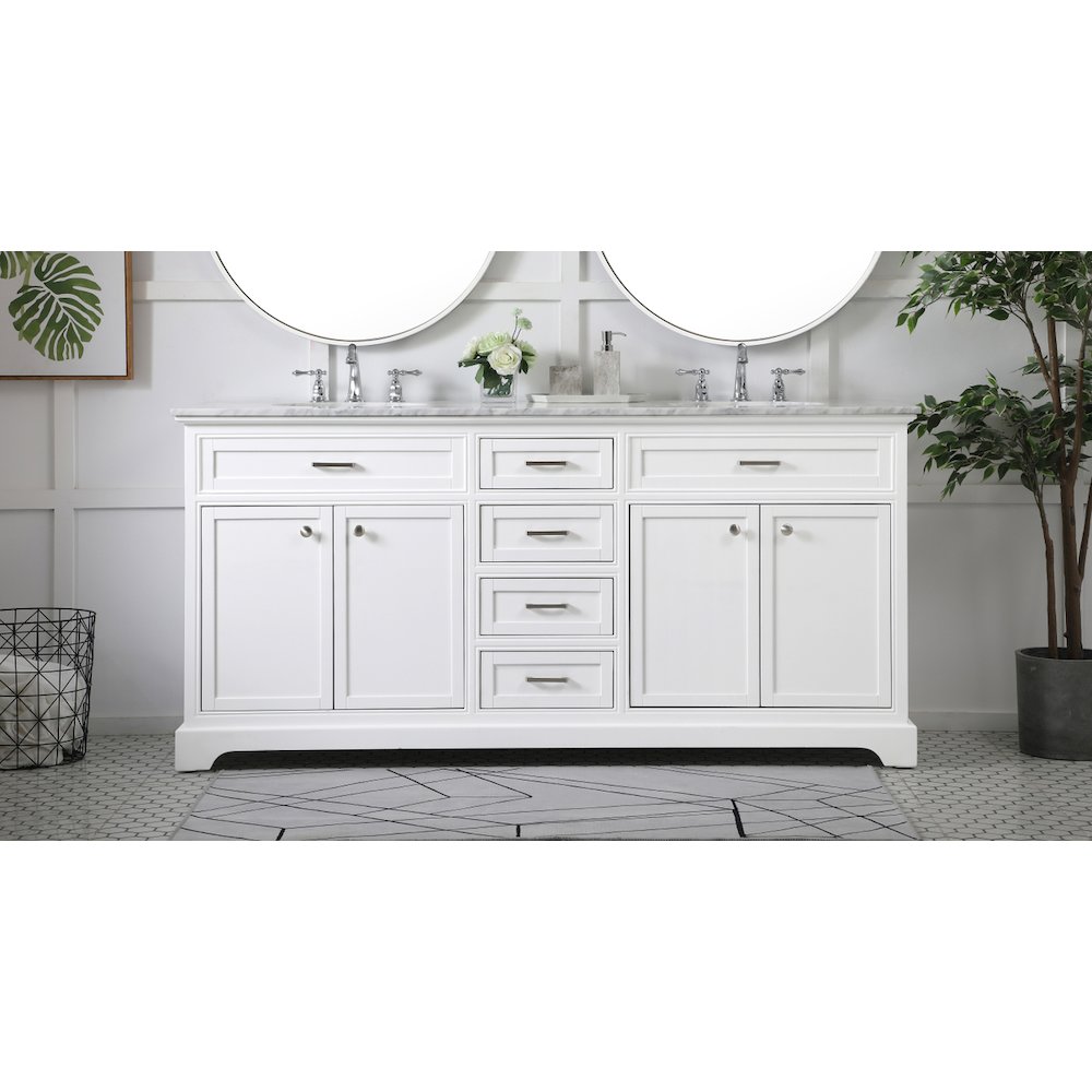 72 inch double bathroom vanity in white