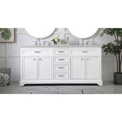 72 inch double bathroom vanity in white