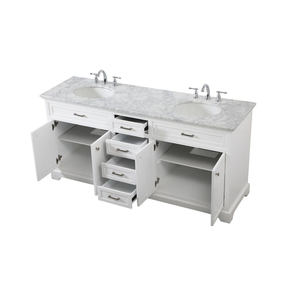 72 inch double bathroom vanity in white