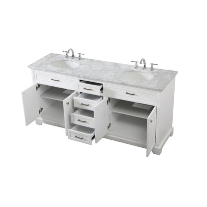 72 inch double bathroom vanity in white