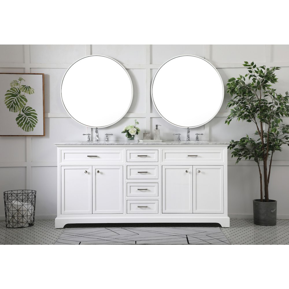 72 inch double bathroom vanity in white