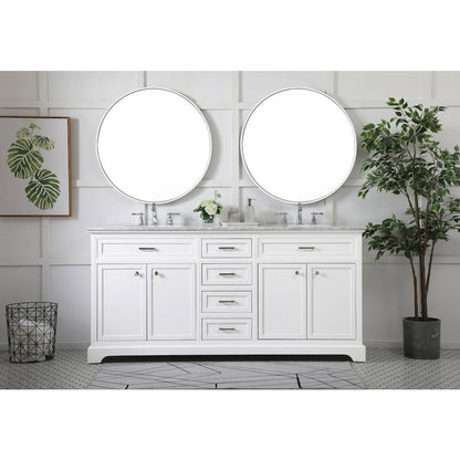 72 inch double bathroom vanity in white