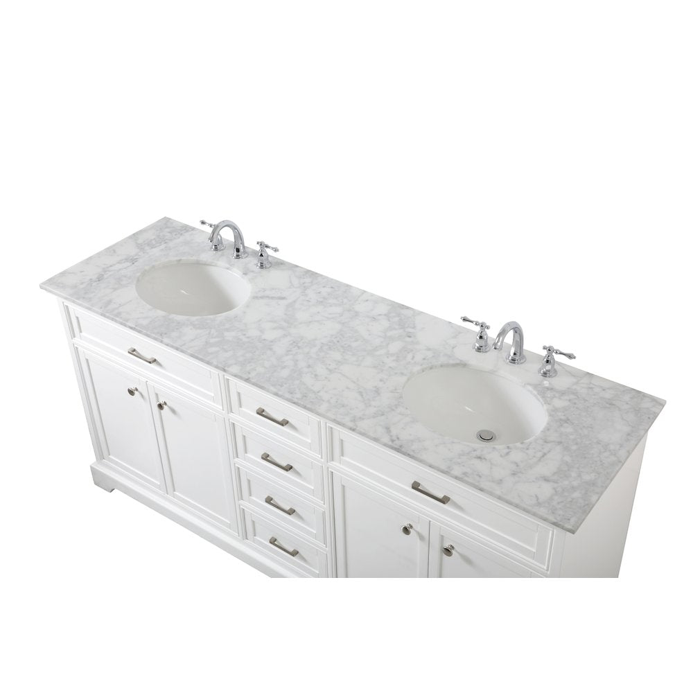 72 inch double bathroom vanity in white