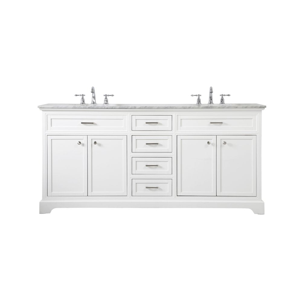 72 inch double bathroom vanity in white