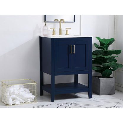 24 inch Single Bathroom Vanity in Blue