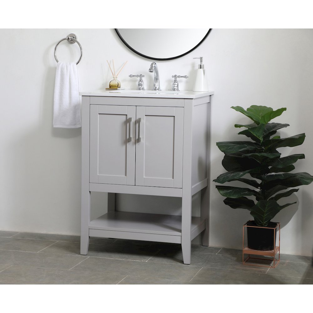24 inch Single Bathroom Vanity in Grey