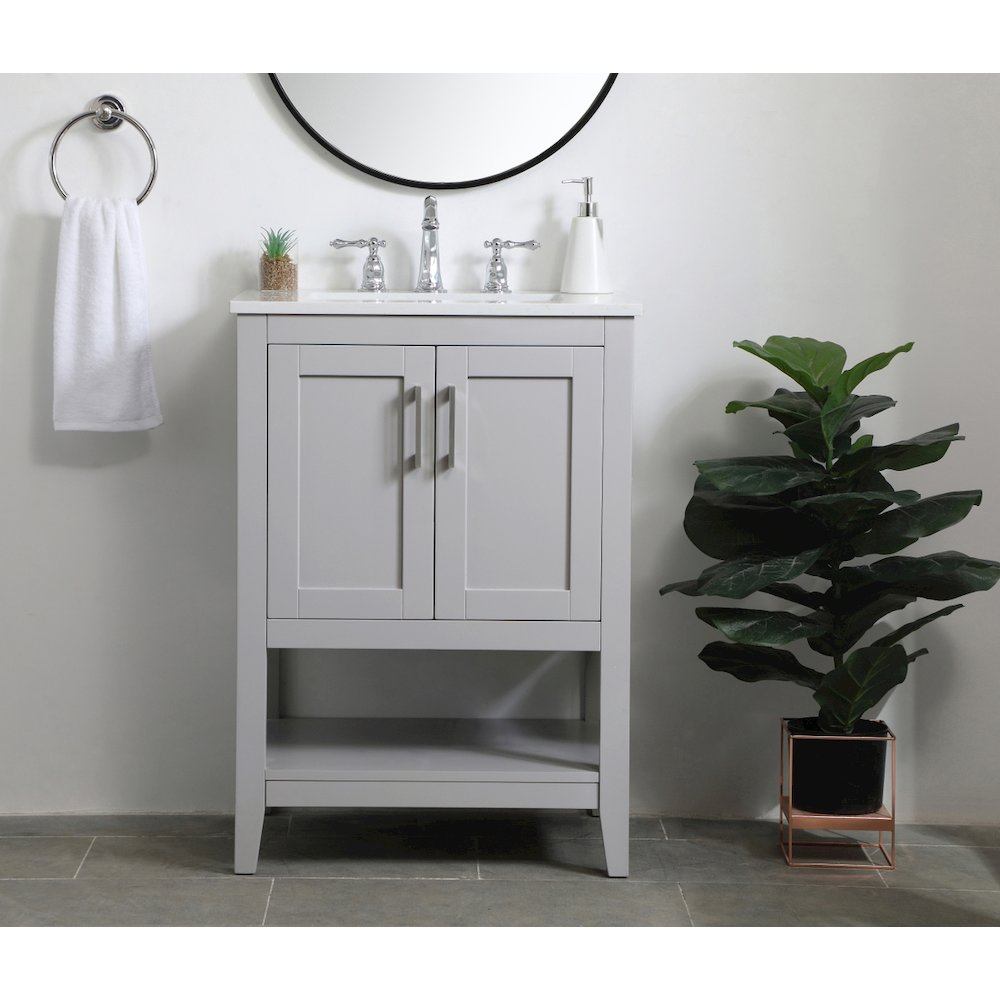24 inch Single Bathroom Vanity in Grey