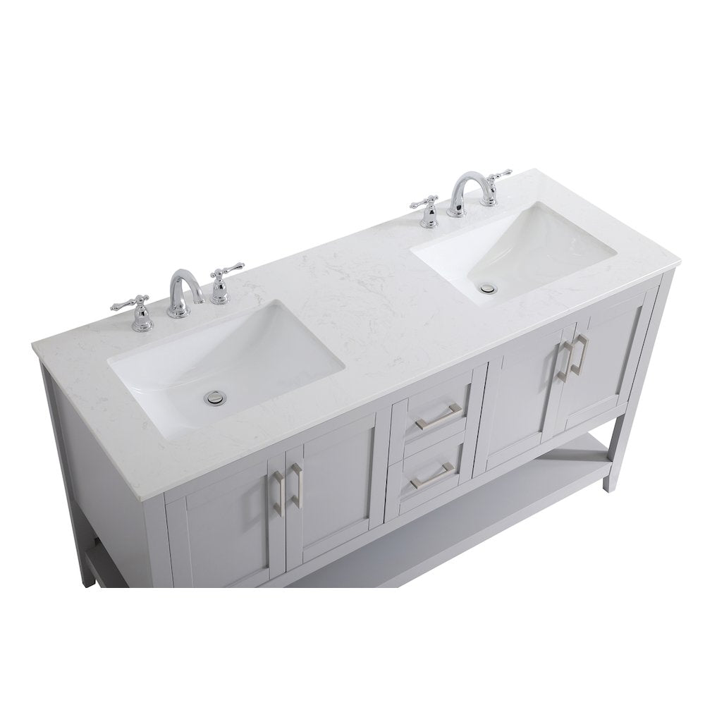 60 inch Double Bathroom Vanity in Grey