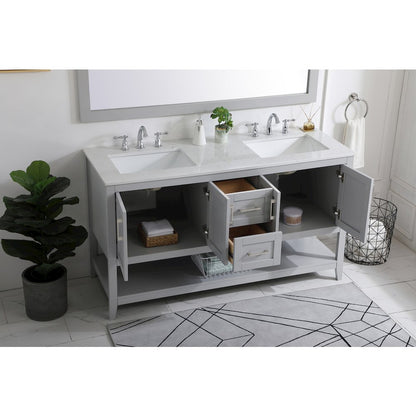 60 inch Double Bathroom Vanity in Grey