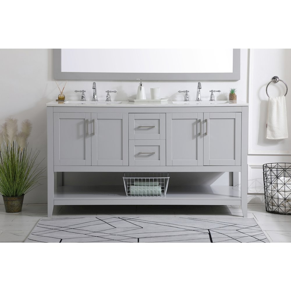 60 inch Double Bathroom Vanity in Grey