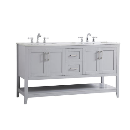 60 inch Double Bathroom Vanity in Grey