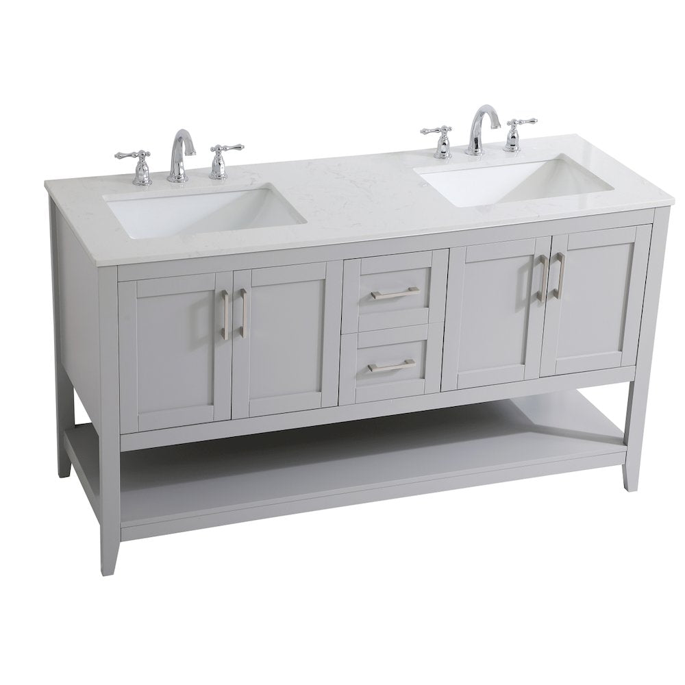 60 inch Double Bathroom Vanity in Grey