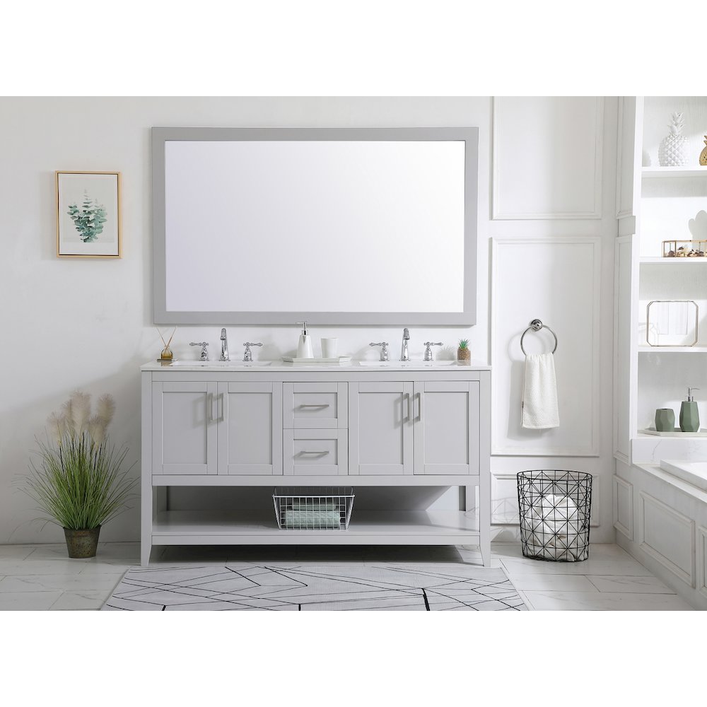 60 inch Double Bathroom Vanity in Grey