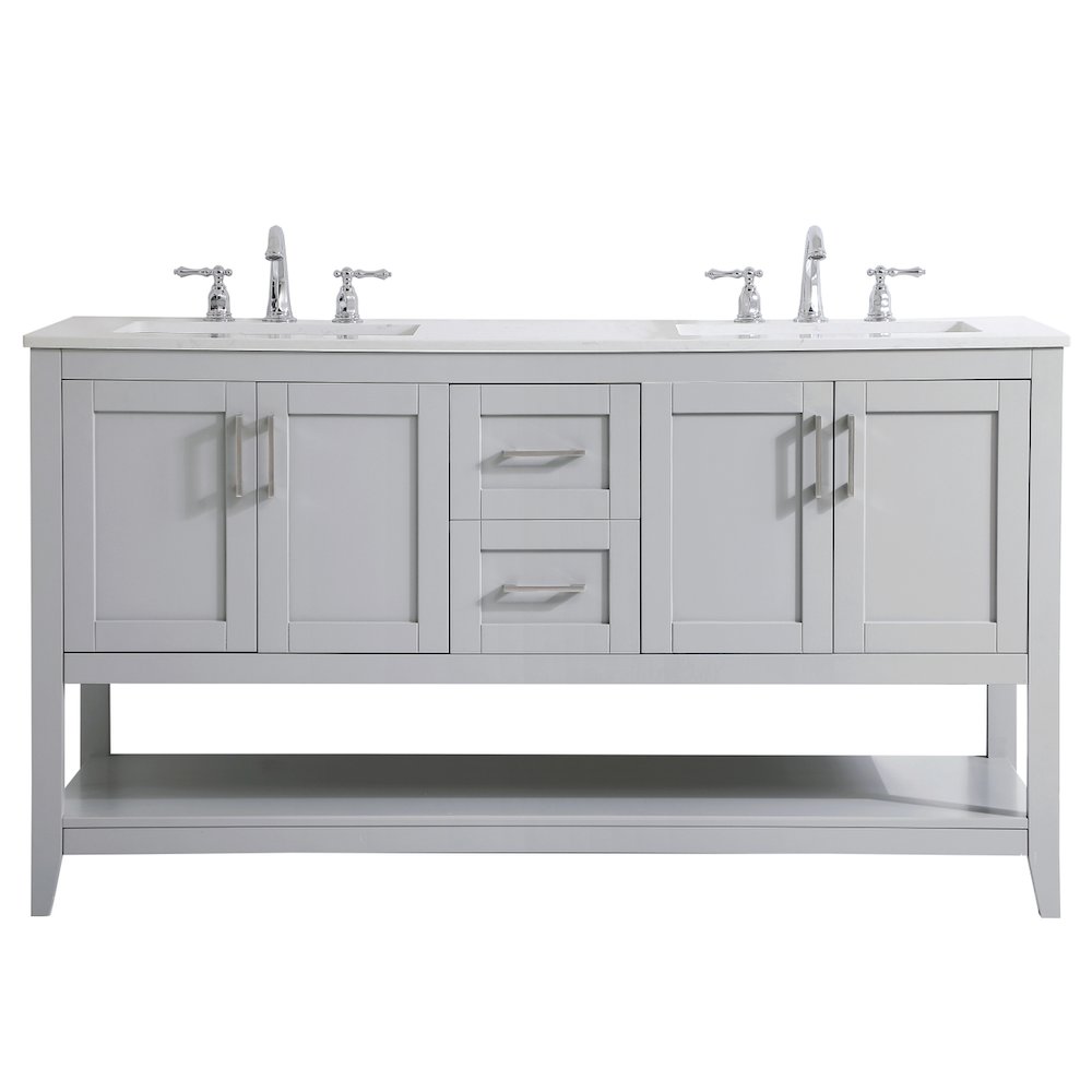 60 inch Double Bathroom Vanity in Grey