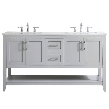 60 inch Double Bathroom Vanity in Grey