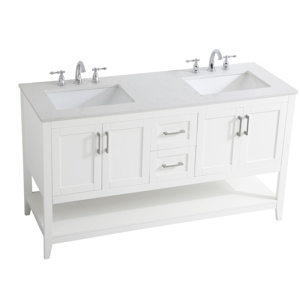 60 inch Double Bathroom Vanity in White