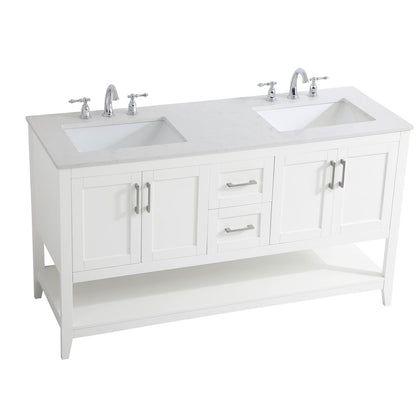 60 inch Double Bathroom Vanity in White