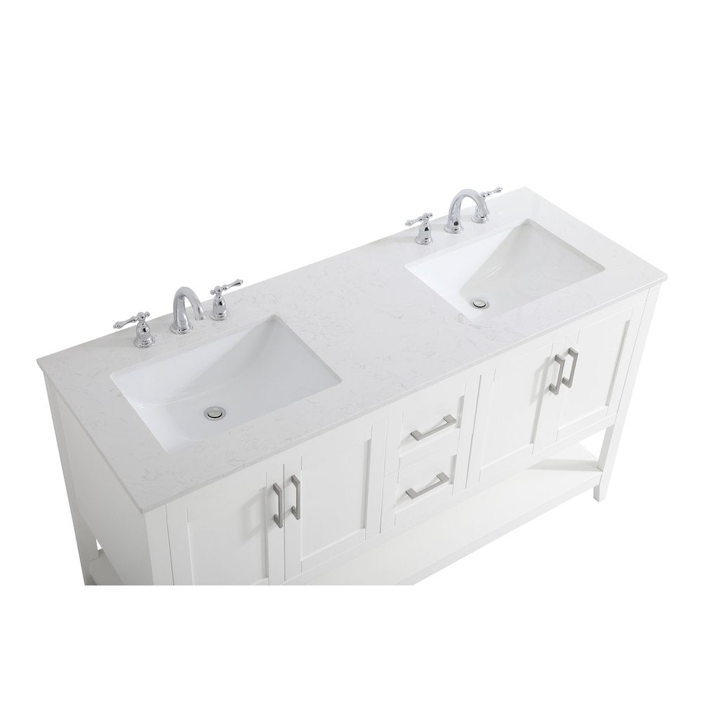 60 inch Double Bathroom Vanity in White