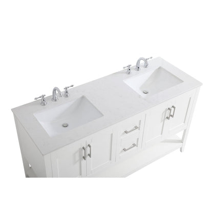 60 inch Double Bathroom Vanity in White