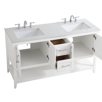 60 inch Double Bathroom Vanity in White