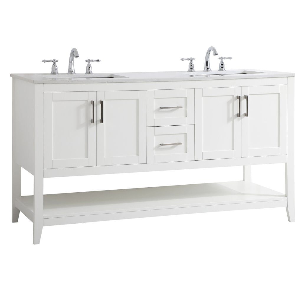 60 inch Double Bathroom Vanity in White
